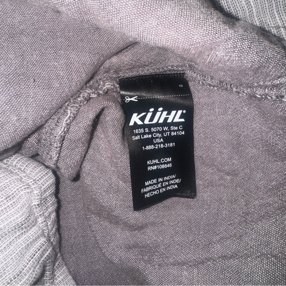 KUHL Riviera Gauzy Linen Blend Button Front Tunic Dress Gray Gorpcore hiking - Picture 6 of 6